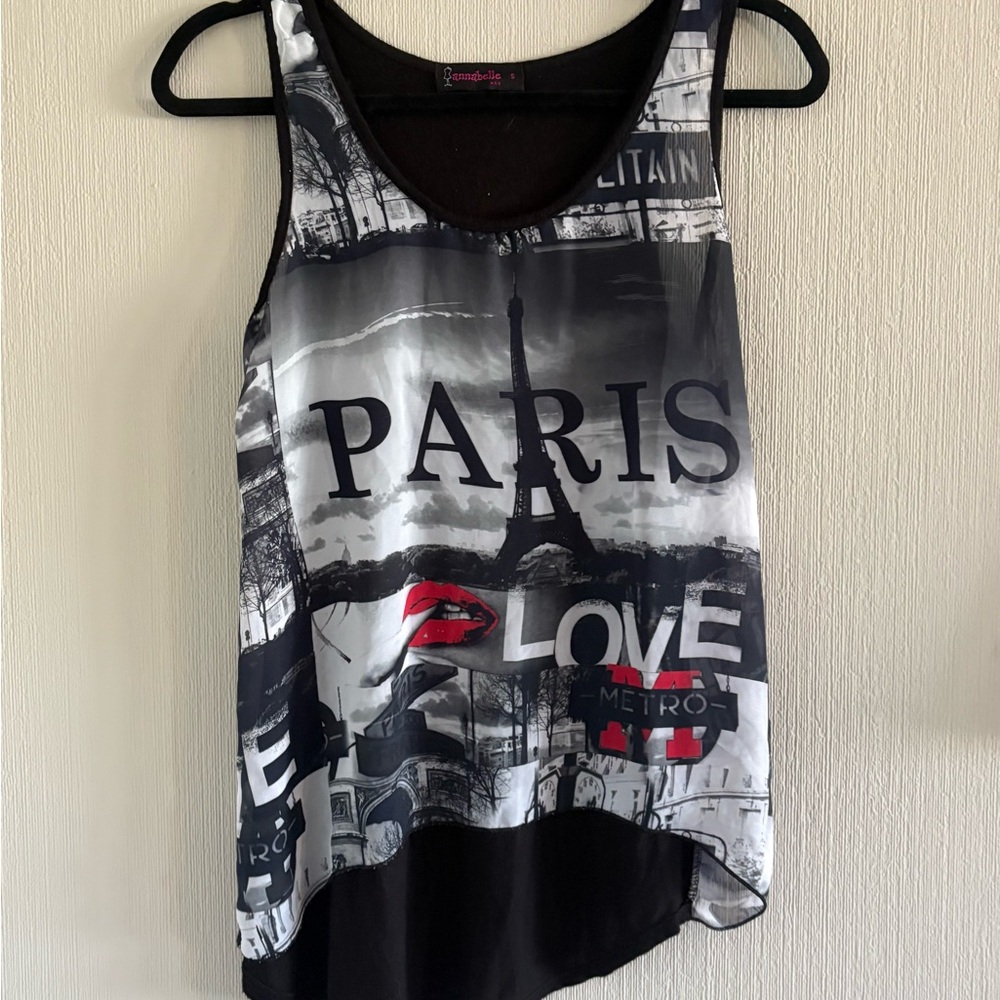 Annabelle Black and White Paris Tank Top